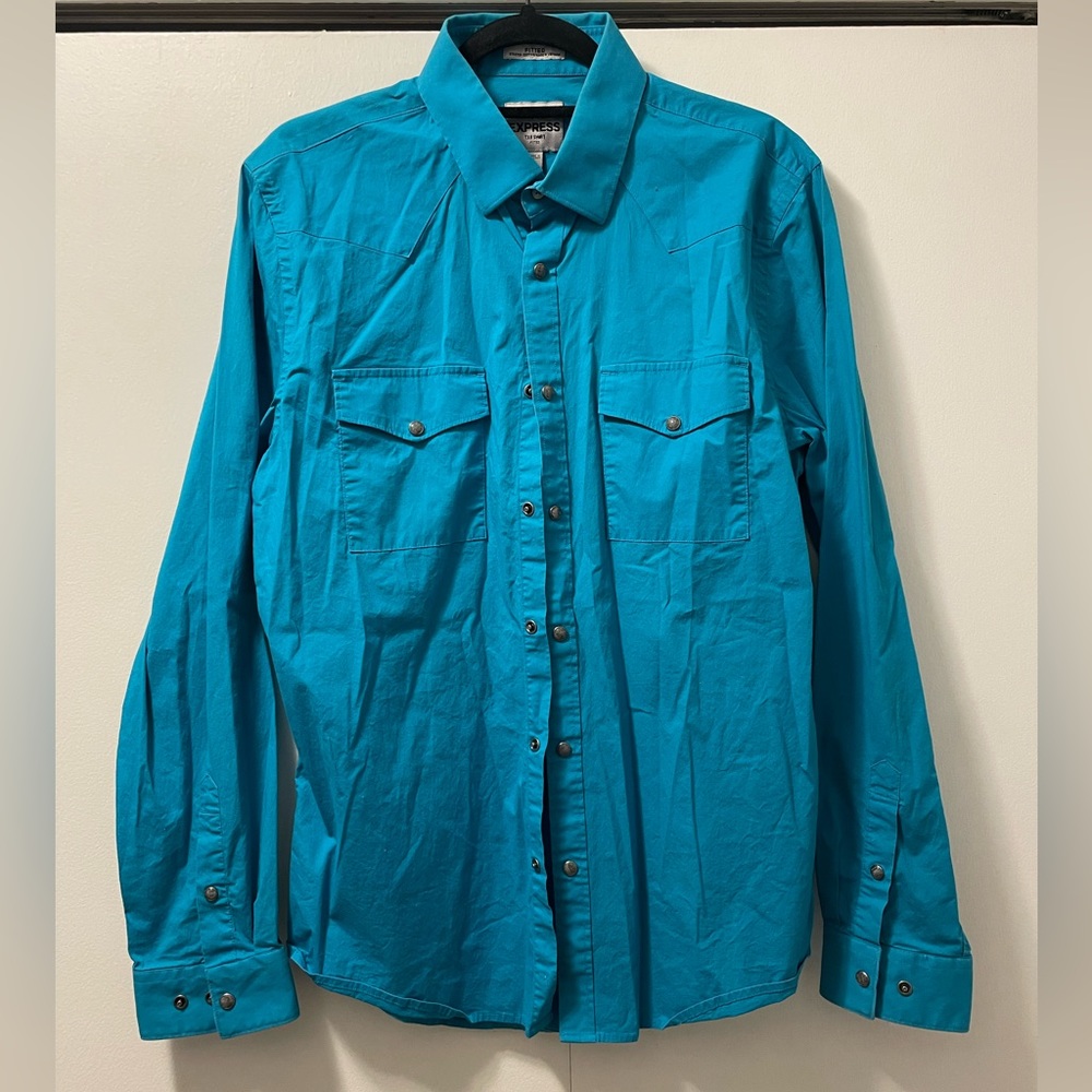 Bright Blue/Teal Express Button Down - image 1